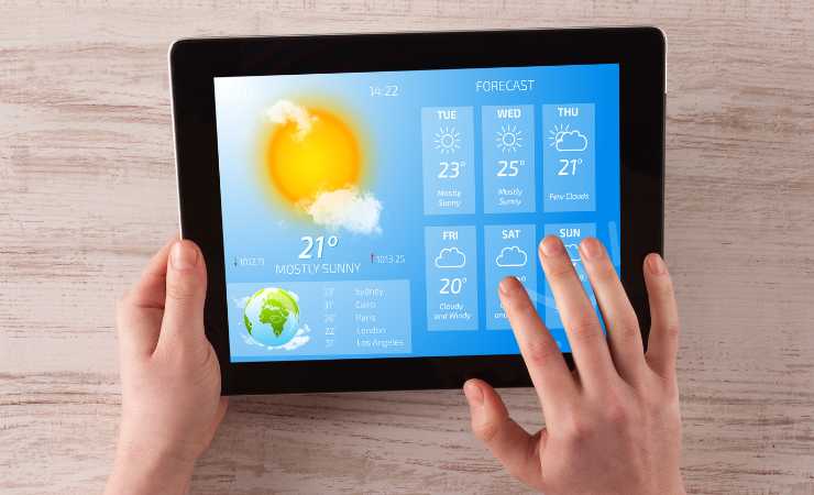 Tablet con previsioni meteo