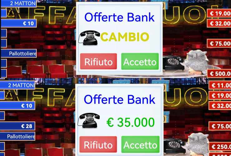 Schermata gioco Affari tuoi smartphone