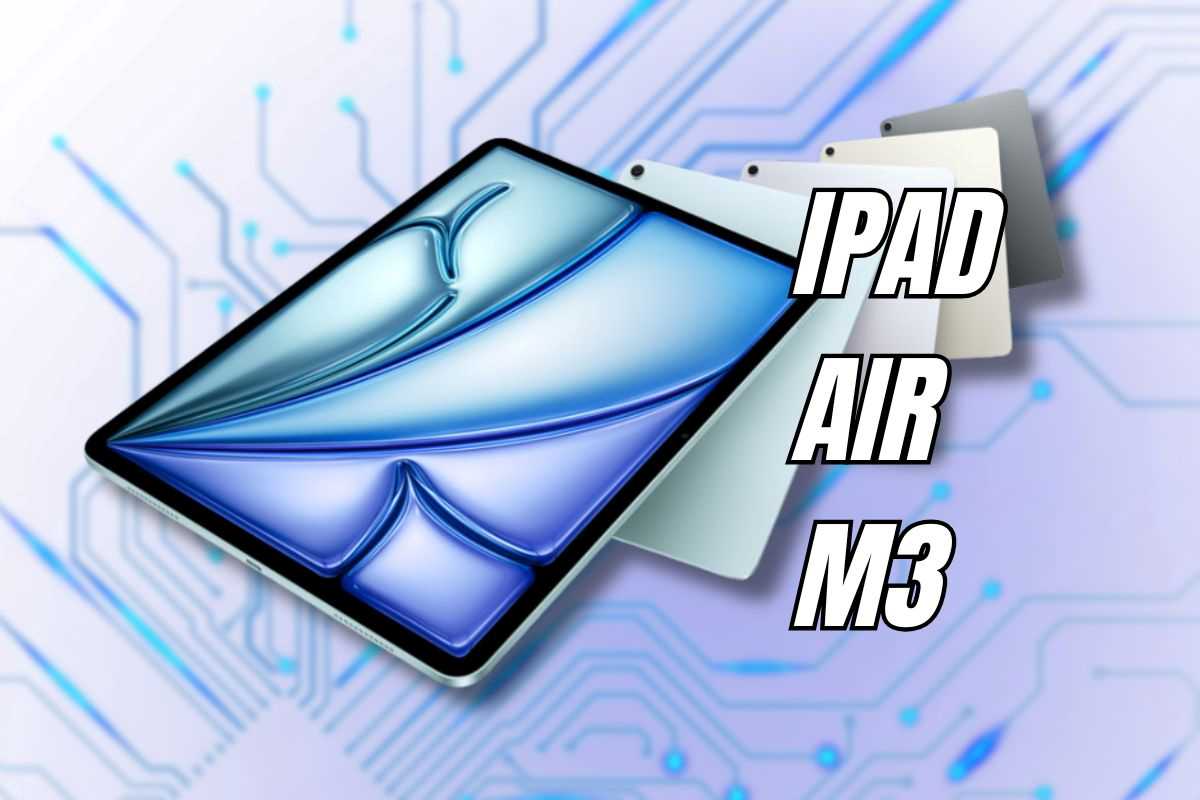 Apple ipad m3 su sfondo tech