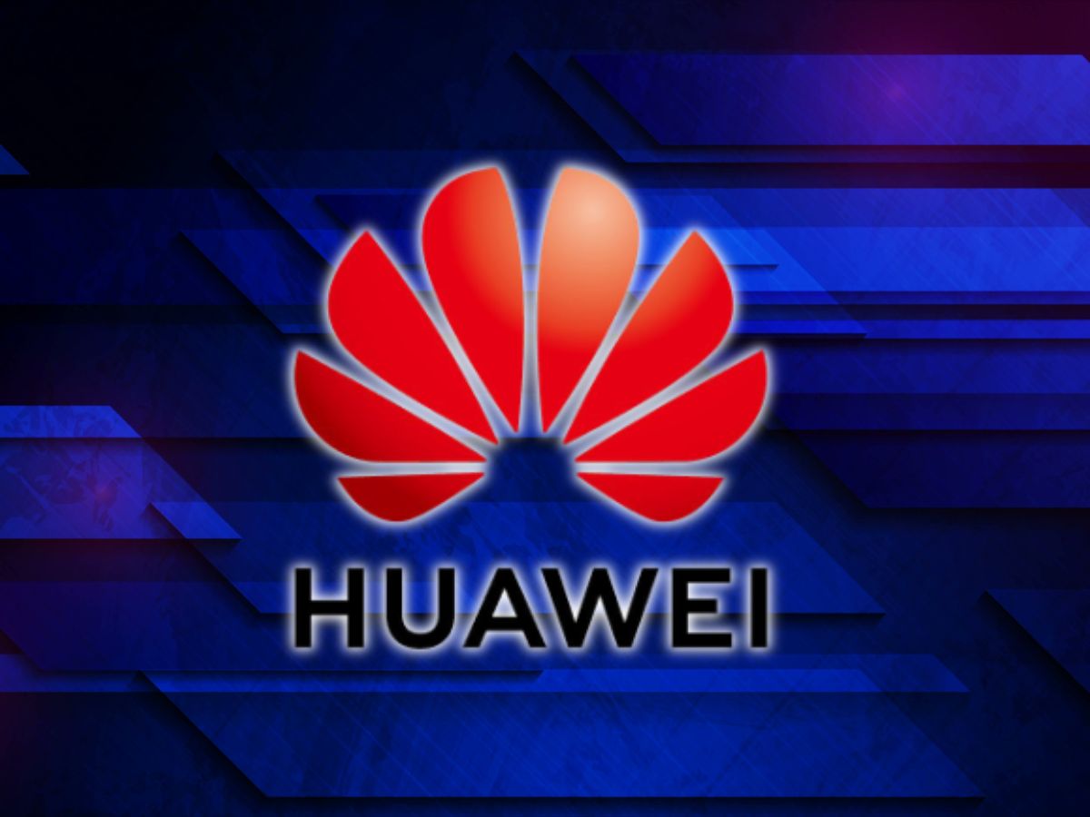 Logo Huawei su sfondo generico blu e viola